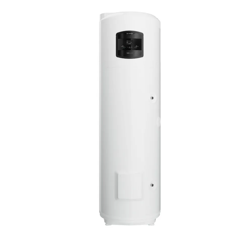 Ariston NUOS warmtepompboiler 200 L – witte staande warmtepompboiler met zwart bedieningspaneel en display bovenaan