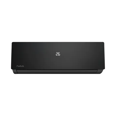 Nuova Infinity AI Smart 3,5 kW zwart – zwarte wandairconditioner met digitaal display waarop 26 staat